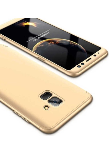 Samsung Galaxy A8 Plus 2018 Uyumlu Kılıf Ays Kapak, Gold