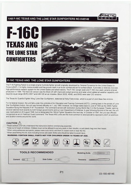 K48146 1/48 F-16C Texas Ang (Ipms 2023) Savaş Uçağı, Plastik Model Kiti