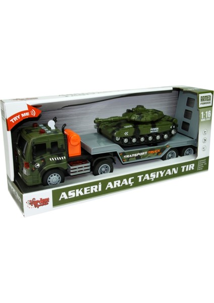 1:16 Sürtmeli Sesli Işıklı Askeri Araç Taşıyan Tır (Tank)