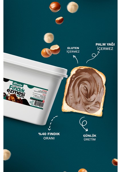 Doğal Kakaolu Parçacıklı Fındık Kreması Katkısız Kahvaltılık Sürülebilir 1.kalite Fındık Ezmesi 10KG