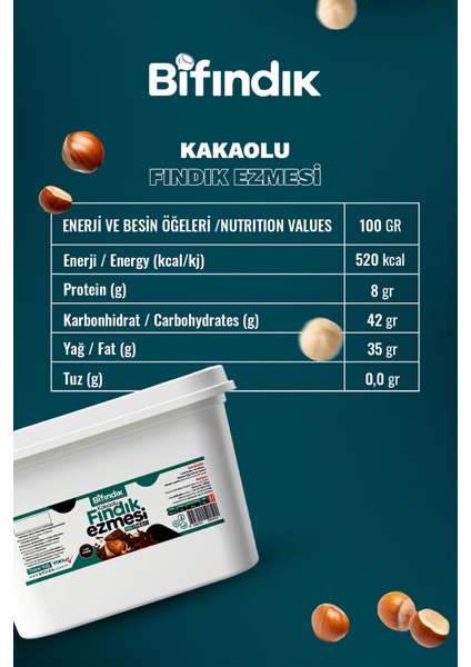 Doğal Kakaolu Parçacıklı Fındık Kreması Katkısız Kahvaltılık Sürülebilir 1.kalite Fındık Ezmesi 10KG