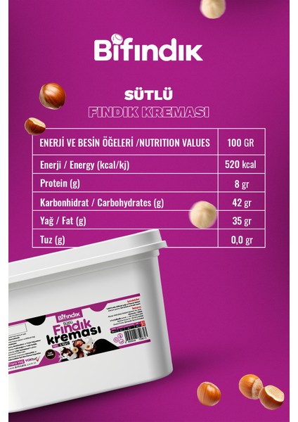 Doğal Bol Sütlü Fındık Kreması Katkısız Atıştırmalık Kahvaltılık Sürülebilir 5kg