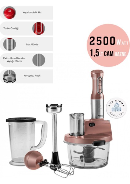 Turbo Doğrayıcı, Dilimleme Rondo, Blender 2500W Yüksek Güç 8 In 1 Mikser Seti & Mutfak Robotu