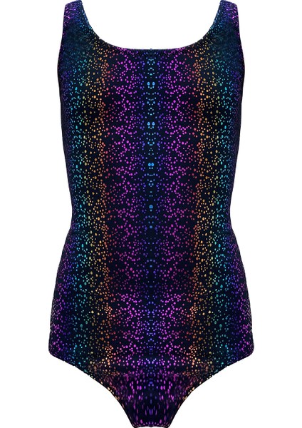 Askılı Renkli Sim Desenli Siyah 50UV Kız Çocuk Mayo BY NESSI BYRD