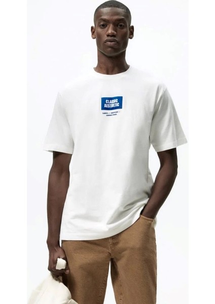 Classıc Aesthetic Yazı Baskılı Beyaz Erkek T-Shirt