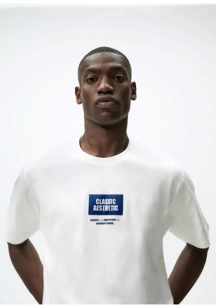 Classıc Aesthetic Yazı Baskılı Beyaz Erkek T-Shirt