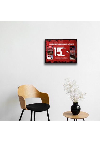 Cam Tablo | 15 Temmuz Demokrasi Köşesi | Kırmızı Fon | 30 x 40 cm fiyatları