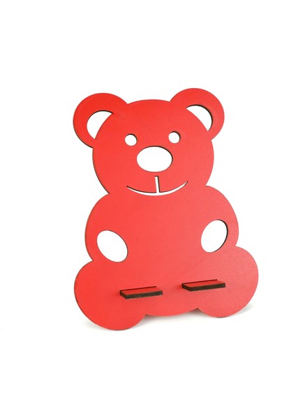 Ahşap Telefon Tablet Standı Tutacak Kırmızı Ayıcık modelleri