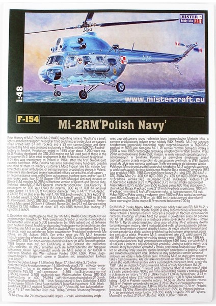 F154 1/48 Mi-2 Rm (Polonya Donanması) Askeri Helikopter Plastik Model Kiti