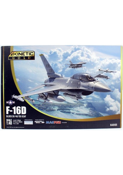K48105 1/48 F-16D Block 30/40/50 Usaf Savaş Uçağı, Plastik Model Kiti