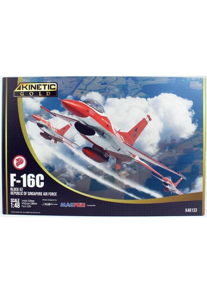K48133 1/48 F-16C Block 52 (Black Knights-Republic Of Singapore Air Force) Savaş Uçağı, Plastik Model Kiti