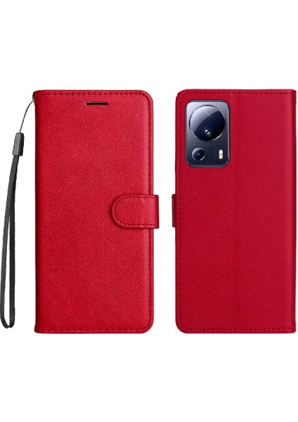 Kart Yuvası Klasik Düz Renk Iş ile Xiaomi 13 Lite Için Flip Case (Yurt Dışından)