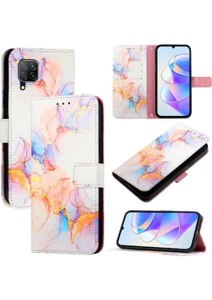 Huawei P40 Lite 4g Için Kickstand Mermer Desen Pu Deri Cüzdan (Yurt Dışından) indirimleri