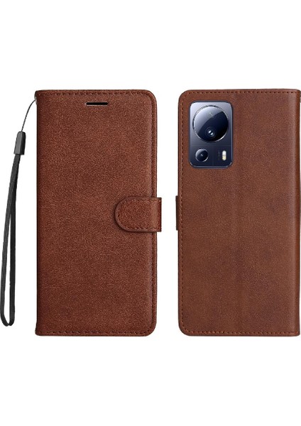 Kart Yuvası Klasik Düz Renk Iş ile Xiaomi 13 Lite Için Flip Case (Yurt Dışından)