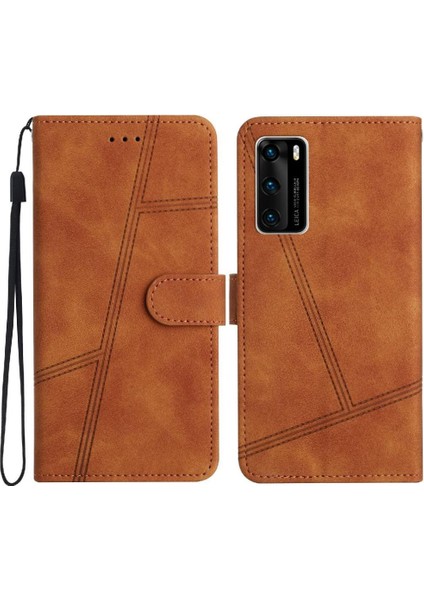 Huawei P40 Flip Folio Kart Yuvaları Için Flip Case Tutucu Manyetik Cüzdan Pu (Yurt Dışından)