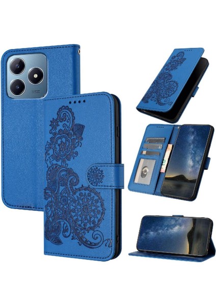 Realme C63 Kickstand Koruyucu Pu Deri Manyetik Kapatma Için Flip Case (Yurt Dışından)