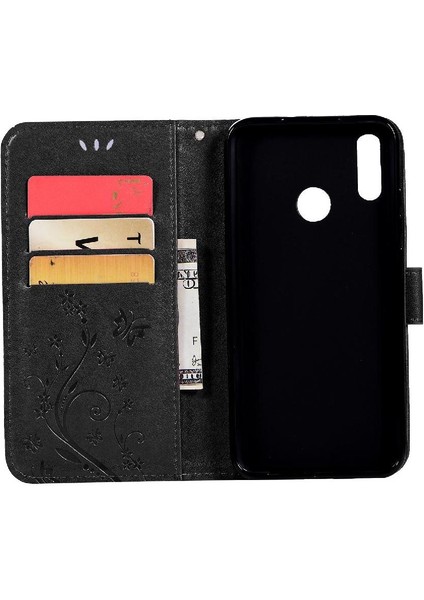 Huawei P Akıllı 2019 Kart Tutucu Için Kickstand Pu Deri Bilek Durumda (Yurt Dışından)