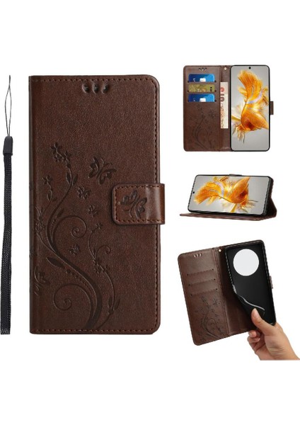 Huawei Mate 50 Için Filp Durumda Bilek Kayışı Kart Tutucu Manyetik Kapatma Pu (Yurt Dışından)
