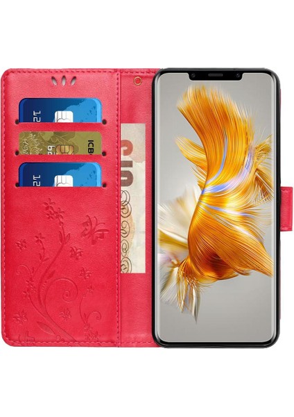 Huawei Mate 50 Pro Için Filp Durumda Manyetik Kapatma Kart Tutucu Bilek Kayışı (Yurt Dışından)
