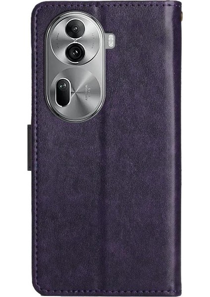 Oppo RENO11 Pro Bilek Kayışı Kickstand Pu Deri Manyetik Için Filp Durumda (Yurt Dışından)