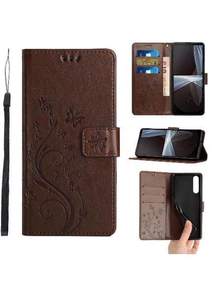 Sony Xperia 10 Iv Için Filp Durumda Manyetik Kapatma Bilek Kayışı Kickstand Pu (Yurt Dışından)
