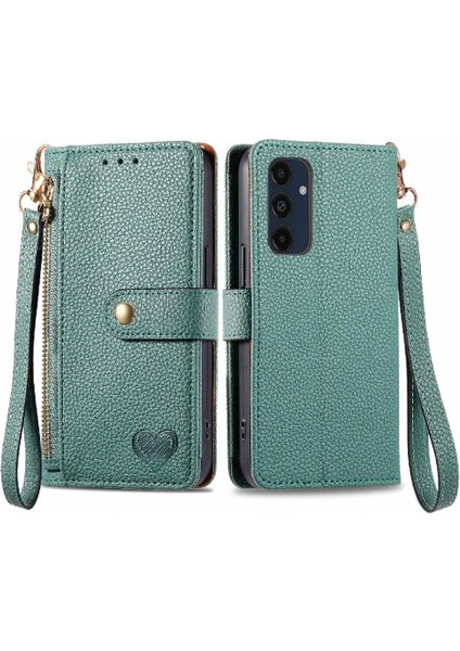 Samsung Galaxy M55 Fermuar Aşk Deri Kılıf Cüzdan Için Flip Case (Yurt Dışından)