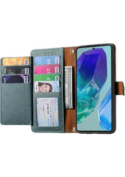 Samsung Galaxy M55 Fermuar Aşk Deri Kılıf Cüzdan Için Flip Case (Yurt Dışından)