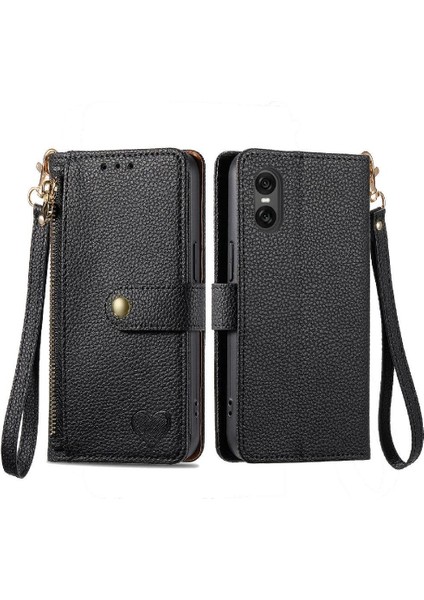 Sony Xperia 10 Vı Için Flip Case Cüzdan Darbeye Aşk Fermuar Deri (Yurt Dışından)