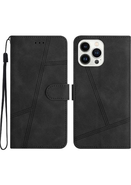 IPhone 15 Için Flip Case Pro Bilek Kayışı Cüzdan Pu Deri Tam Koruma (Yurt Dışından)
