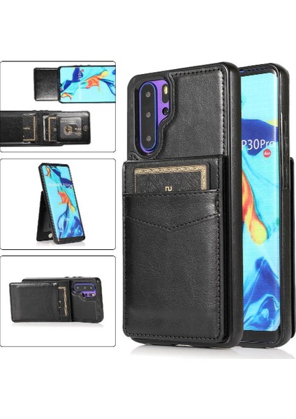 Kredi Kartı Cüzdanı Manyetik Toka ile Huawei P30 Pro ile Uyumlu (Yurt Dışından)