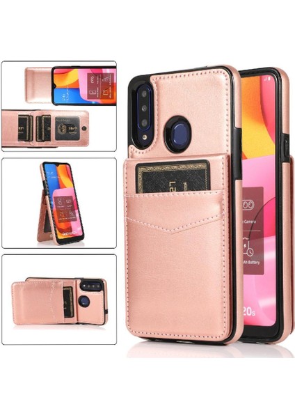 Samsung Galaxy A20S Kart Tutucu Kılıf Cüzdan Manyetik ile Uyumlu (Yurt Dışından)