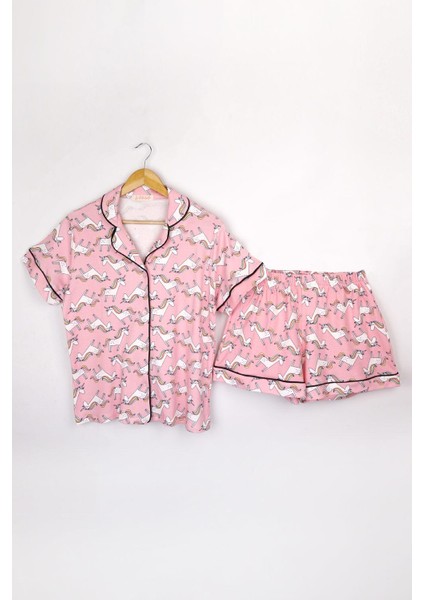 Açık Pembe Unicorn Penye Kadın Pijama Takımı