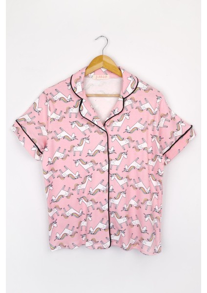 Açık Pembe Unicorn Penye Kadın Pijama Takımı