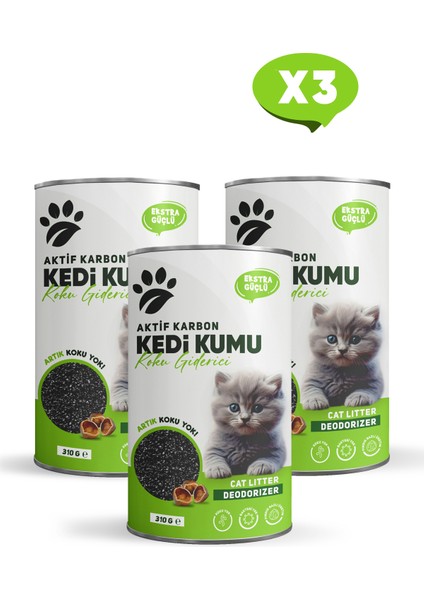 Kedi Kumu Koku Giderici Aktif Karbon 310GR 3'lü Paket