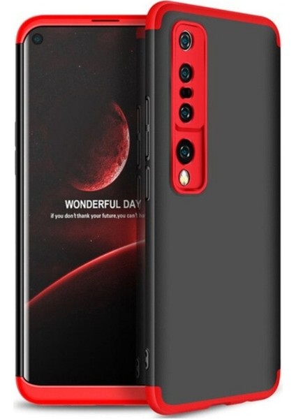 Xiaomi Mi 10 Pro Uyumlu Kılıf Ays Kapak, Siyah-Kırmızı