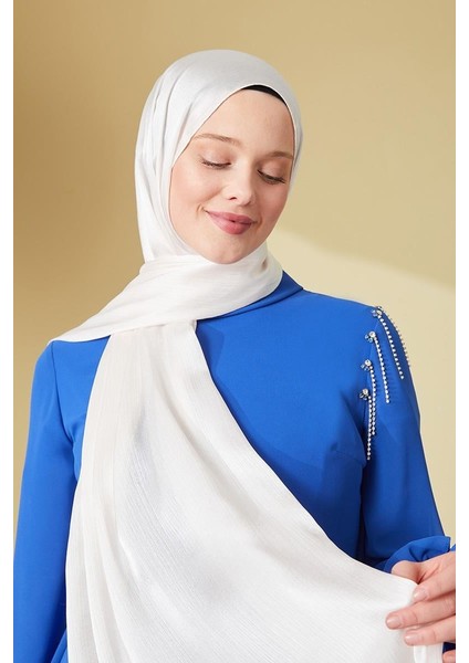 Janjan Trend Parlak Saten Dokulu Abiye Şifon Işıl Şal 185 x 70 SAL2315