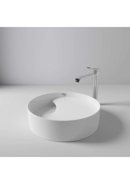 RB141RUBY Tezgah Üzeri Lavabo Ø40 cm Inci Mat Beyaz