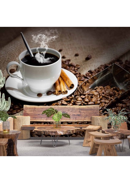 Fincan ve Kahve Çekirdeği Temalı Cafe