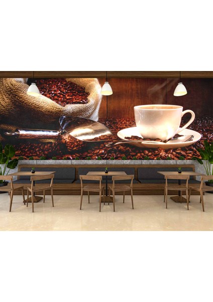 Fincan ve Kahve Çekirdeği Temalı Cafe