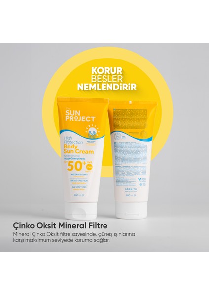 The Sun Project Yüksek Korumalı Suya Dayanıklı Aile Boyu Vücut Güneş Kremi 50+ Spf Pa++++ 200 ml