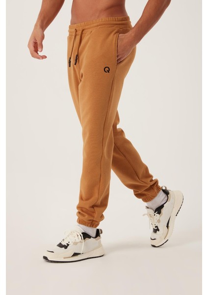 Erkek Fermuar Detaylı Eşofman Altı Kahverengi