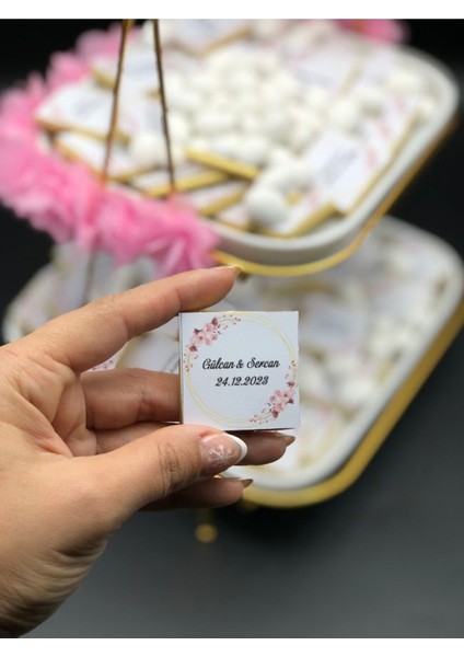 Iki Katlı Stand Kare 80 Adet Süslemeli Kız Isteme Çikolatası, Söz Nişan Çikolatası, modelleri