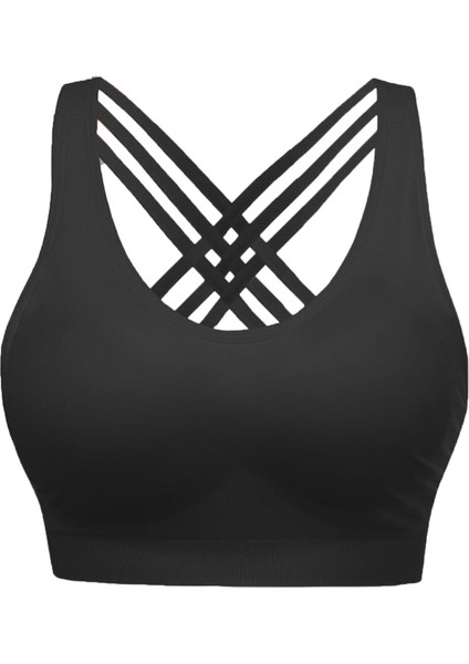 Kadın Orta Destekli Çarpraz Sırt Detaylı Kaplı Yoga Egzersiz Fitness Spor Sütyeni CRS002 fırsatları