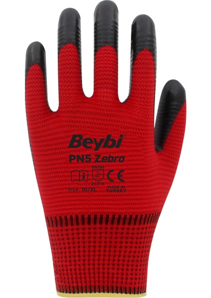 Pn5 Zebra Kırmızı Nitril Eldiven 12LI Paket