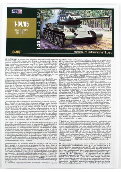 G095 1/35 T-34/85 Ana Muharebe Tankı Plastik Model Kiti modelleri