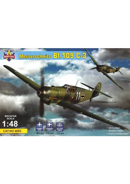 MSVIT4805 1/48 Messerschmitt BF-109 C-3 Avcı Uçağı Plastik Model Kiti