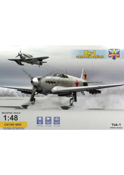 MSVIT4802 1/48 Yak-1 Sovyet Arktik Kayaklı Avcı Uçağı Plastik Model Kiti