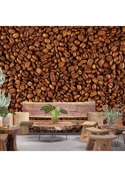 Kahve Çekirdekleri Temalı Cafe Duvar Kağıdı Baskı