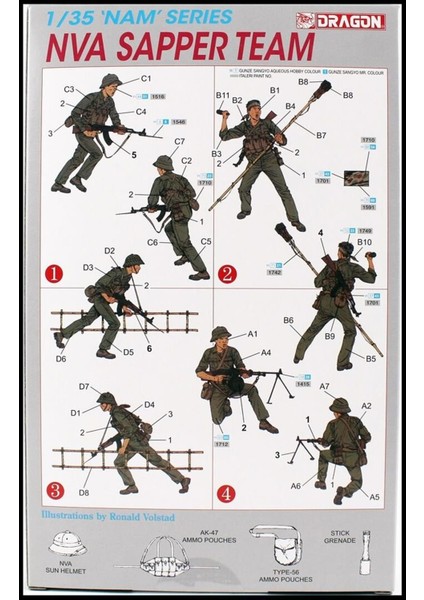 3308 1/35 Ölçek Nva Vietnam Sapper Timi, Plastik Model Kiti modelleri