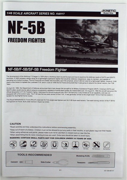 K48117 1/48 Nf-5b, F-5b, Sf-5b Freedom Fighter Savaş Uçağı, Plastik Model Kiti